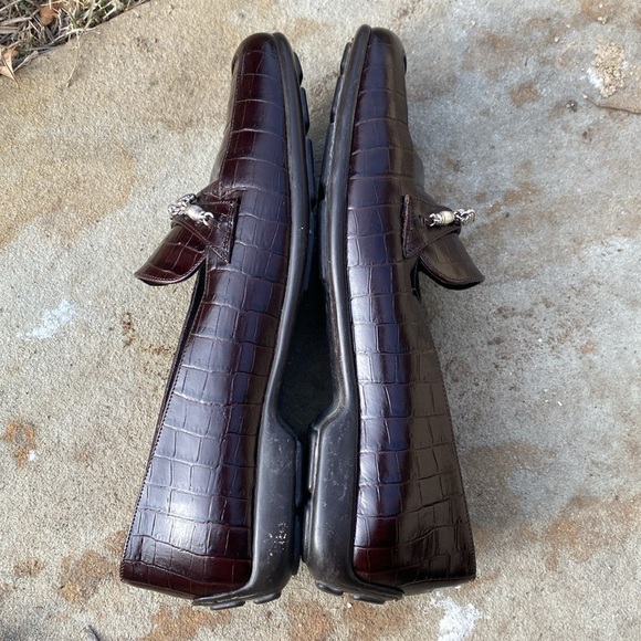 Brighton Unice loafers size 6 crocodile embossed texture deep burgundy - Picture 6 of 9